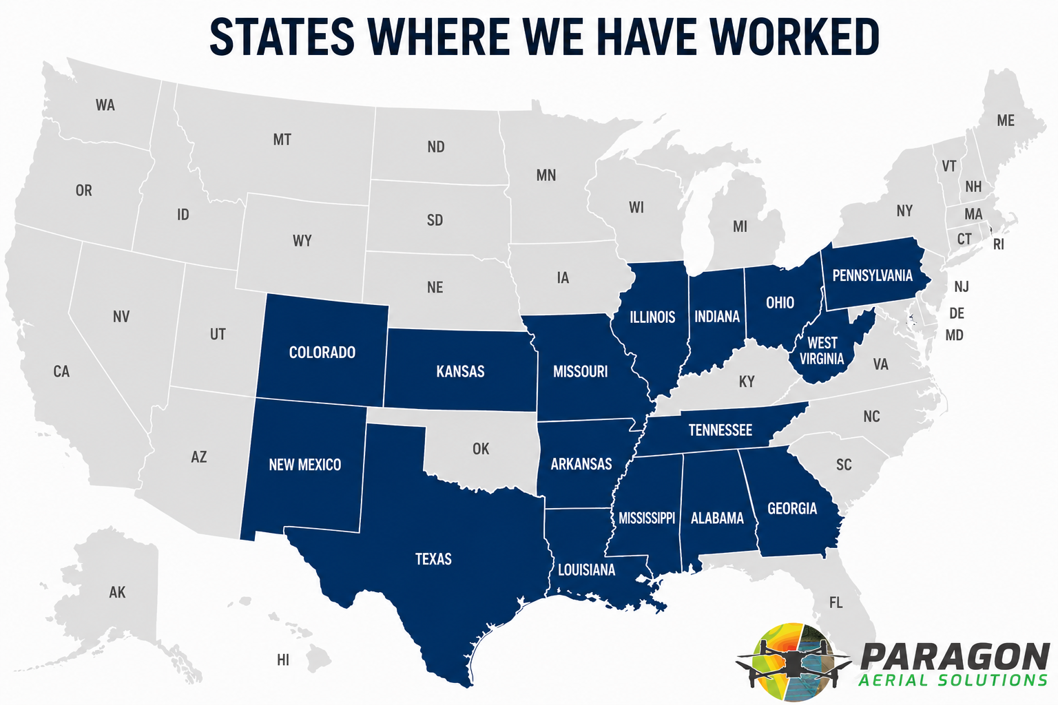 States where Paragon Aerial Solutions has worked